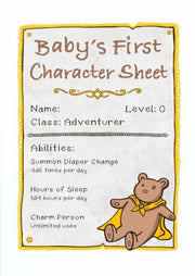 Gratulationskort - Baby’s First Character Sheet