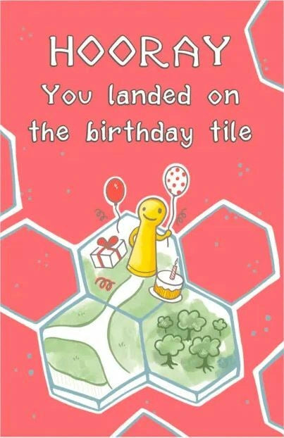 Gratulationskort - Hooray. You landed on the birthday tile