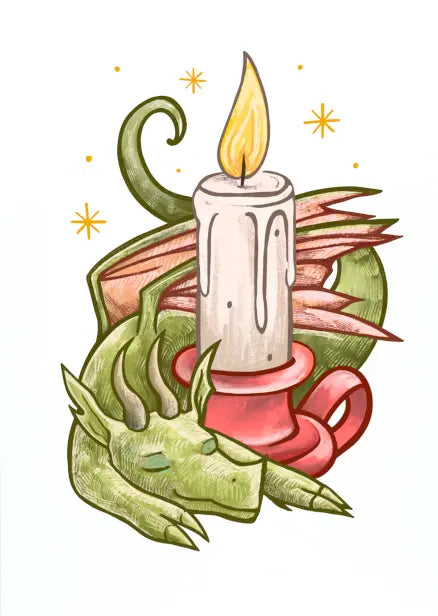 Gratulationskort - Candle Dragon