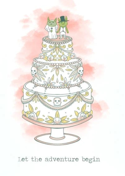 Gratulationskort - Goblin Wedding Cake