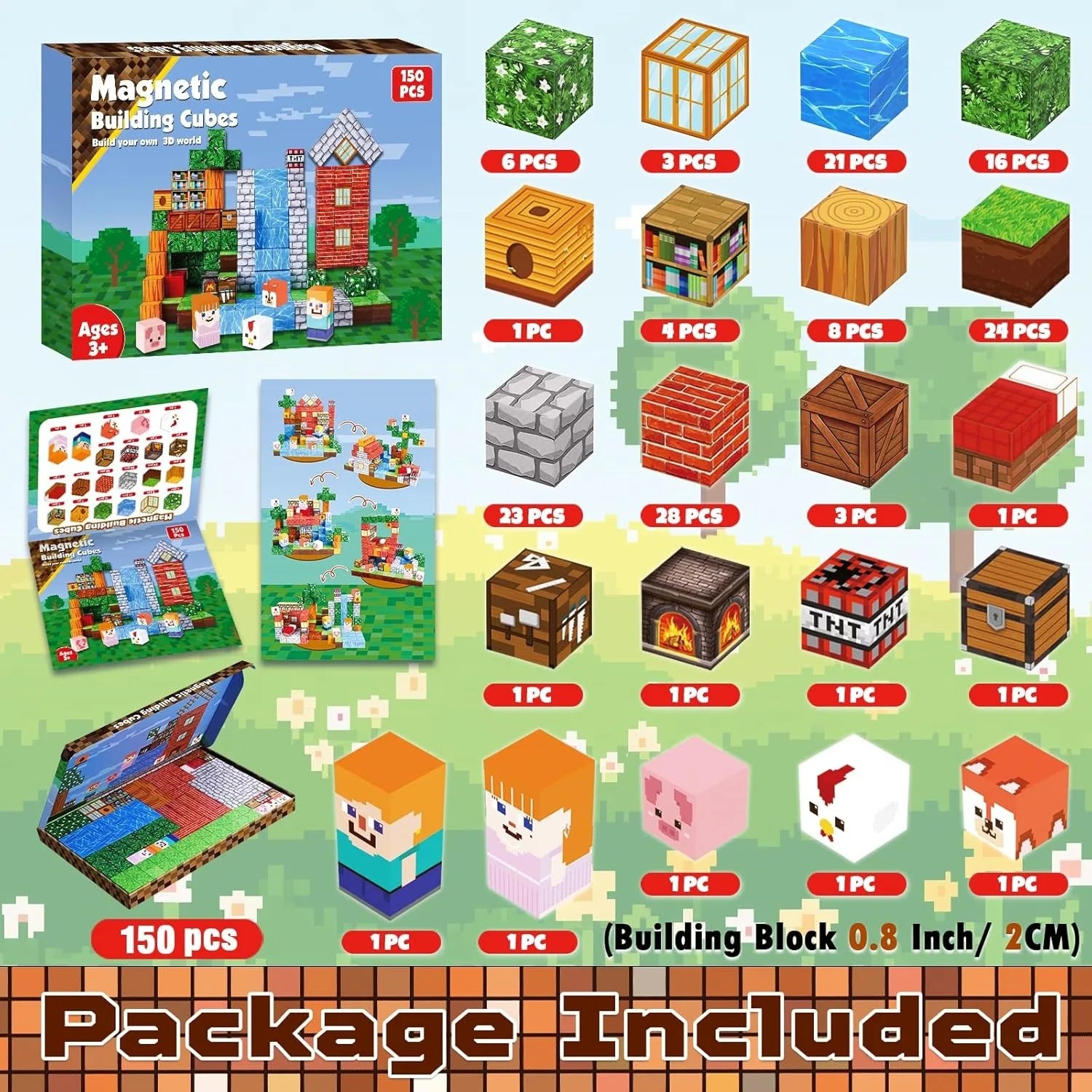 Magnetic Building Blocks Forest  Bibliotek 150 pcs