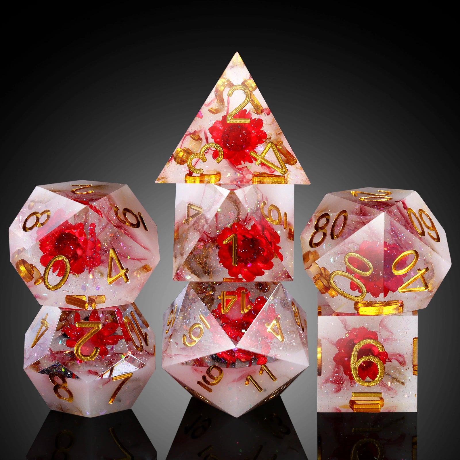 A Role Playing Dice Set - Red Flower