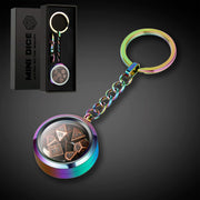 Mini Metal Dice Set Keychain Rainbow