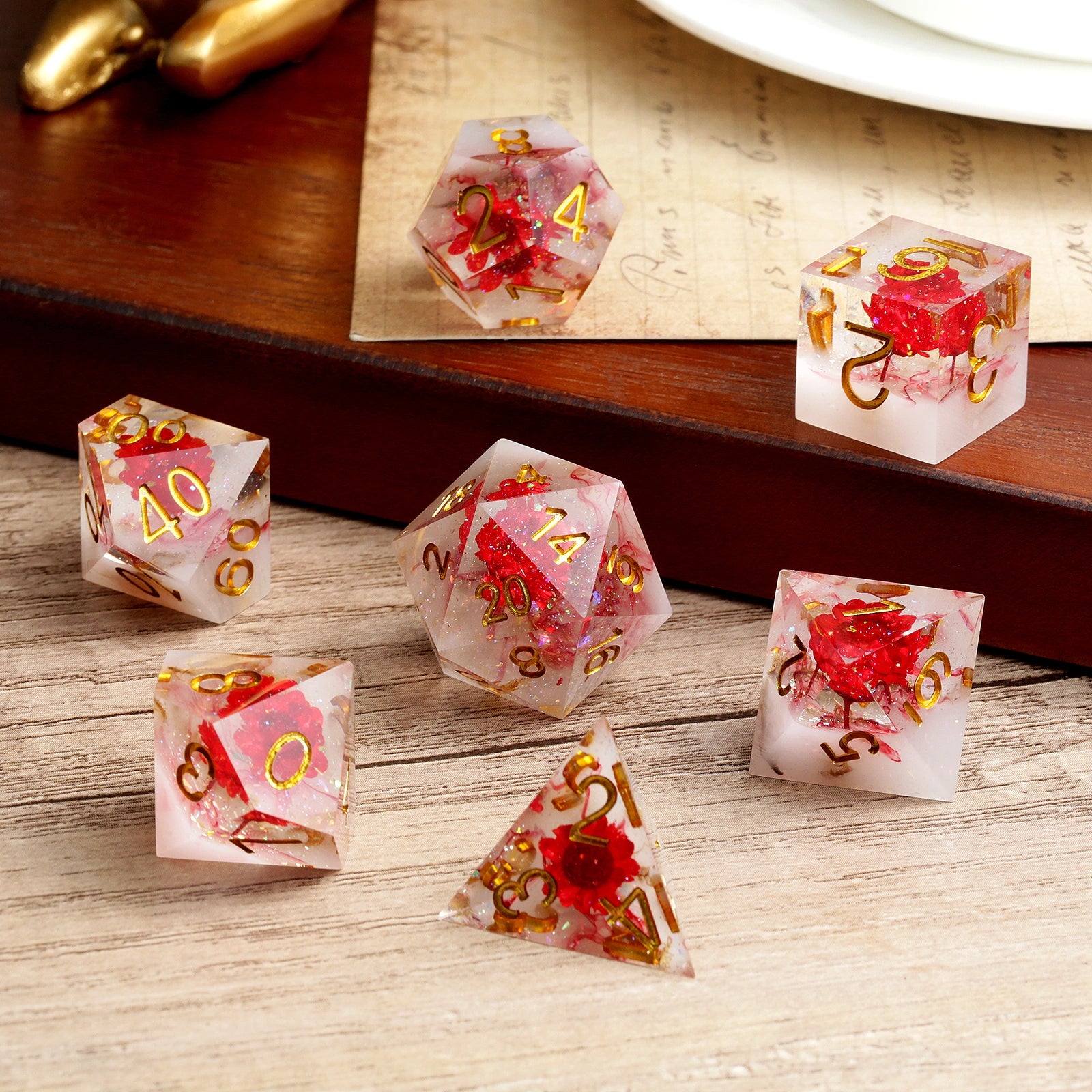 A Role Playing Dice Set - Red Flower