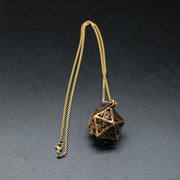 Mini Metal Dice Set Necklace Gold D20 Metal