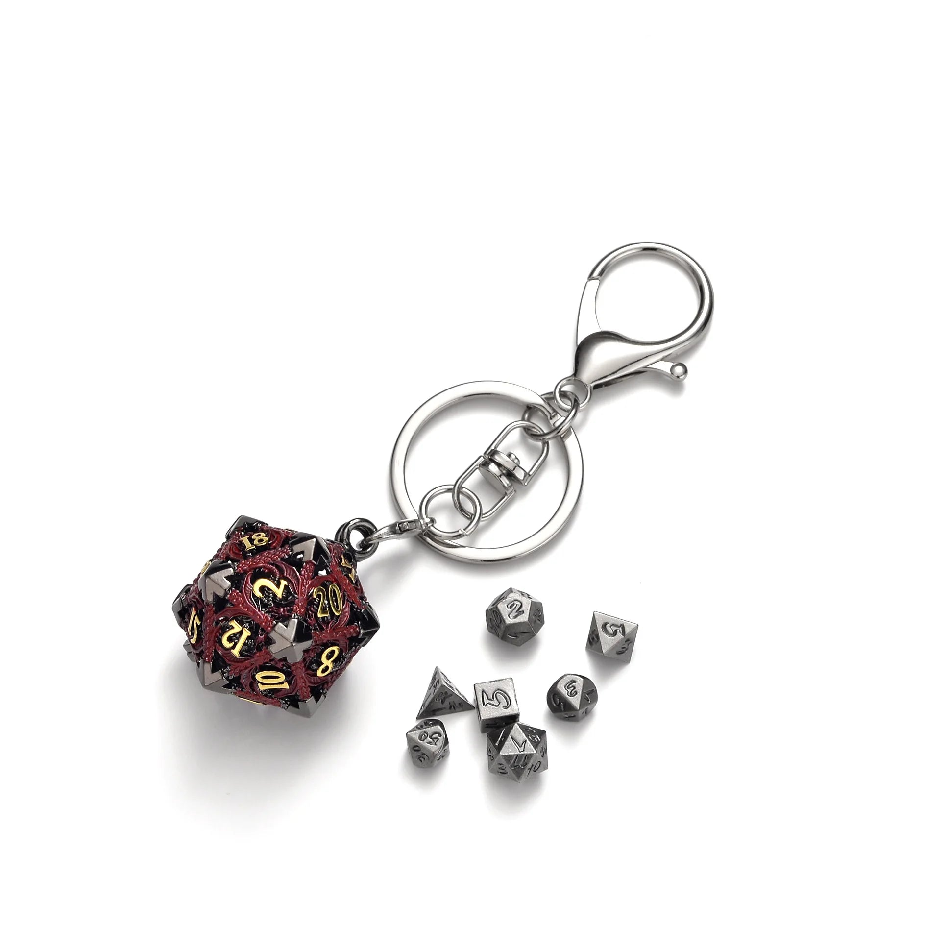 Mini Metal Dice Set Keychain Red/Black