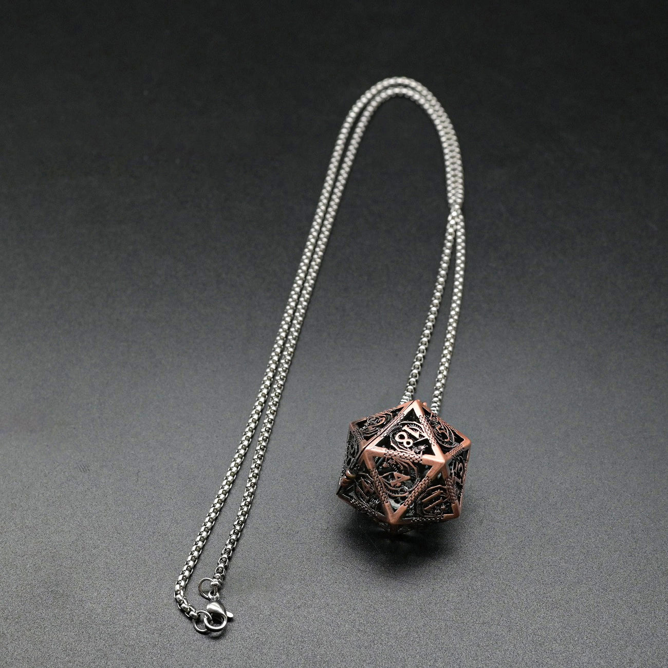 Mini Metal Dice Set Halsband Coppar D20 Metall