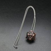 Mini Metal Dice Set Necklace Copper D20 Metal