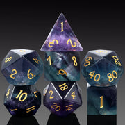 A Role Playing Dice Set - Obsidian Fluorite  Gemstone Stone Dice