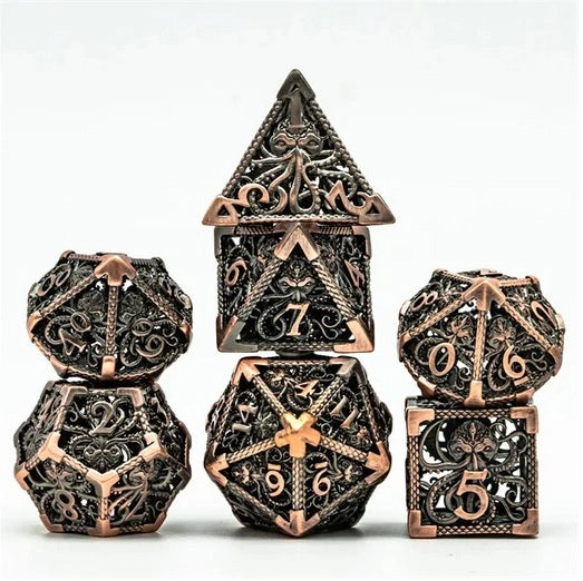 A Role Playing Dice Set Metallic - Brons Hollow Metal DND Dice (Ctulhu)