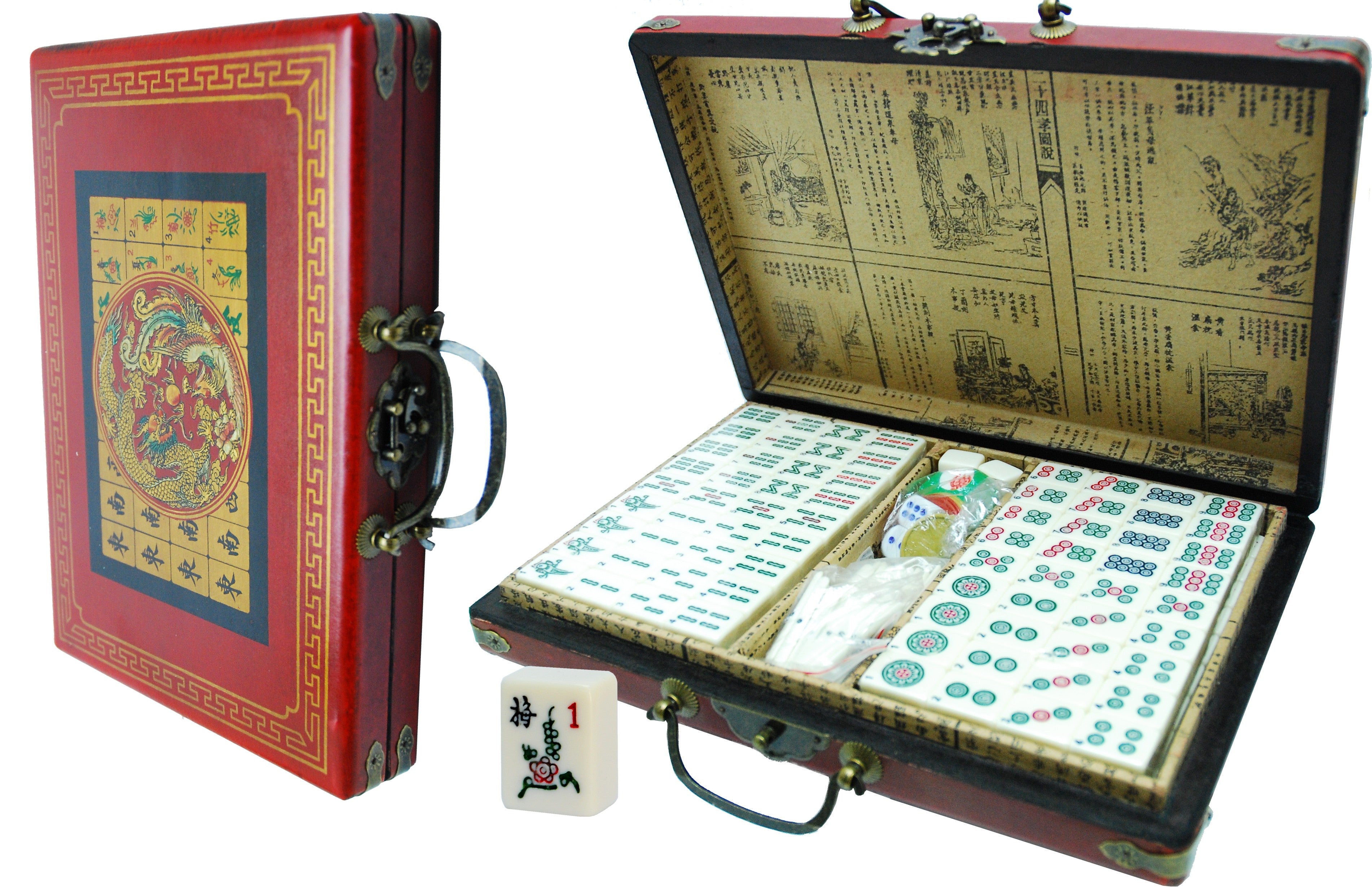 Mah Jong case red China small