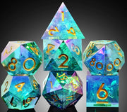 A Role Playing Dice Set - Green And Purple Spectral