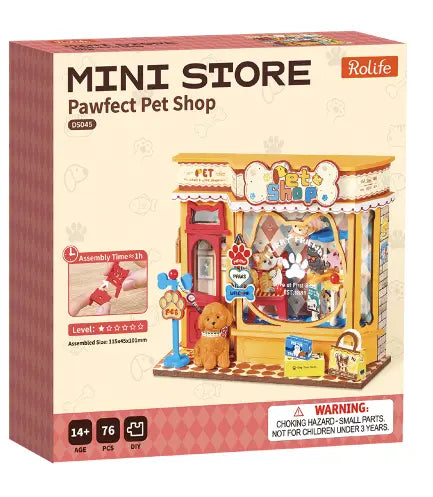 Pawfect Pet Shop - DIY Miniature House, Bookshelf Decoration Kit - Rolife