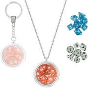 DICE LOCKET W NECKLACE & KEYCHAIN + 3 DND MINI DICE SETS | FANTASY JEWELRY