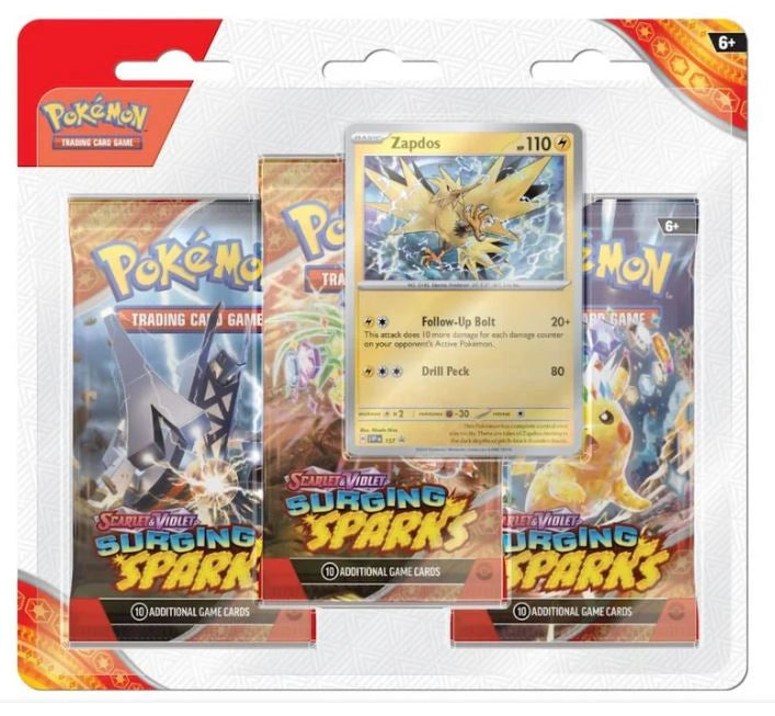 Pokémon TCG - Scarlet & Violet  Surging Sparks 3-pack Blister - Zapdos