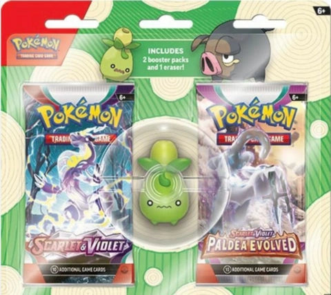 Pokémon TCG: 2 Booster Packs & Smoliv or Lechonk Eraser