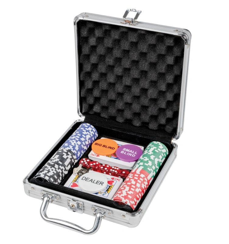 Poker set: 100 poker chips in aluminum case (3756)