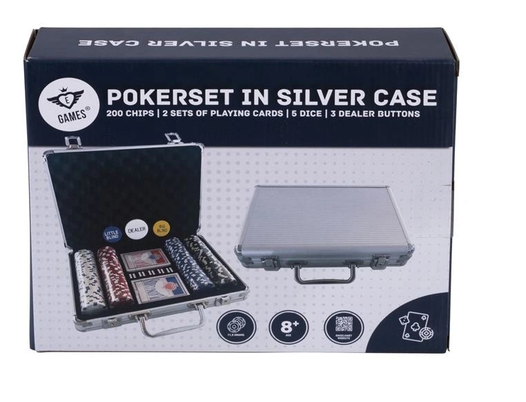 Pokerset i metallväska, med 200 marker (11.5 grams)