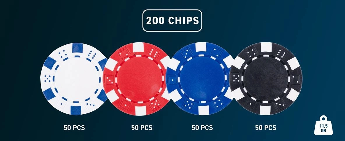 Pokerset i metallväska, med 200 marker (11.5 grams)