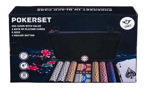 Pokerset i svart metallväska, med 300 marker (14 grams)