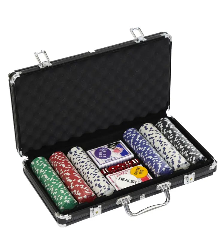 Pokerset med svart metallväska, 300 chips (11.5 gram)