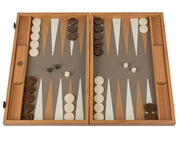 Premium Leatherette Grey Beige Ostrich Tote Backgammon Set