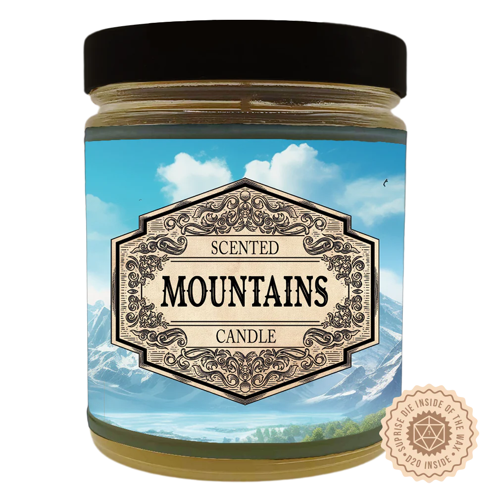 Scented Candle Mountains with Surprise D20 Dice