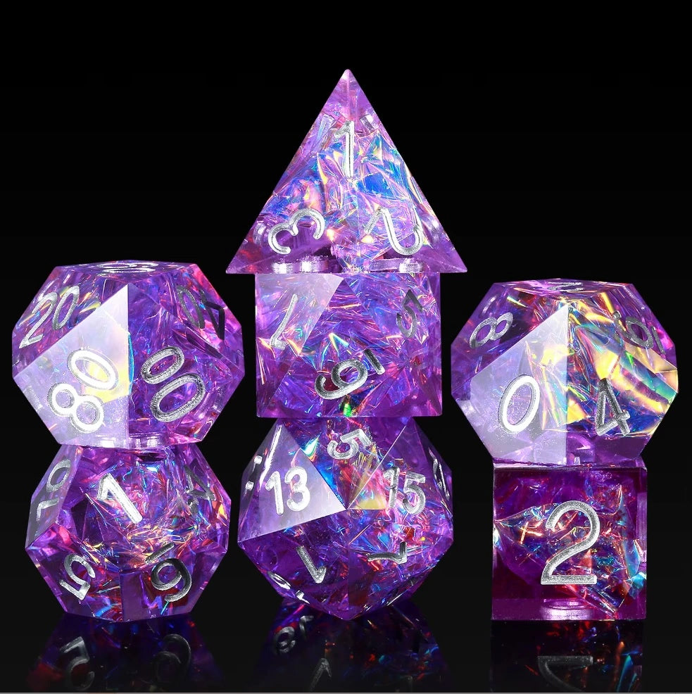 A Role Playing Dice Set - Dark Purple Spectral ( White Font)