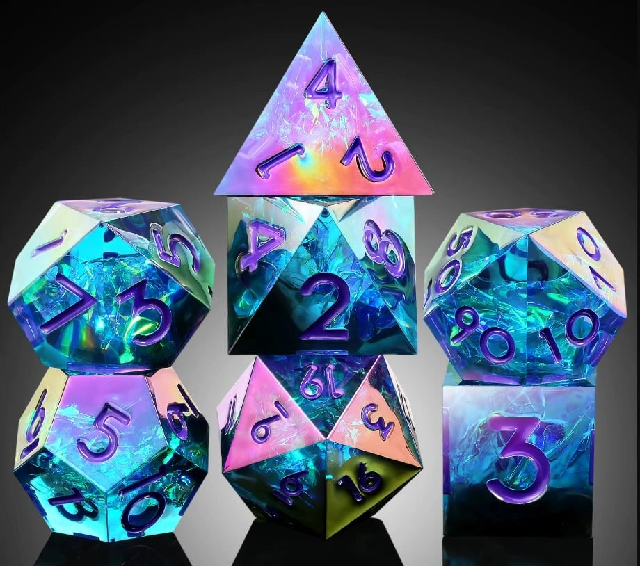 A Role Playing Dice Set - Purple And Blue Spectral