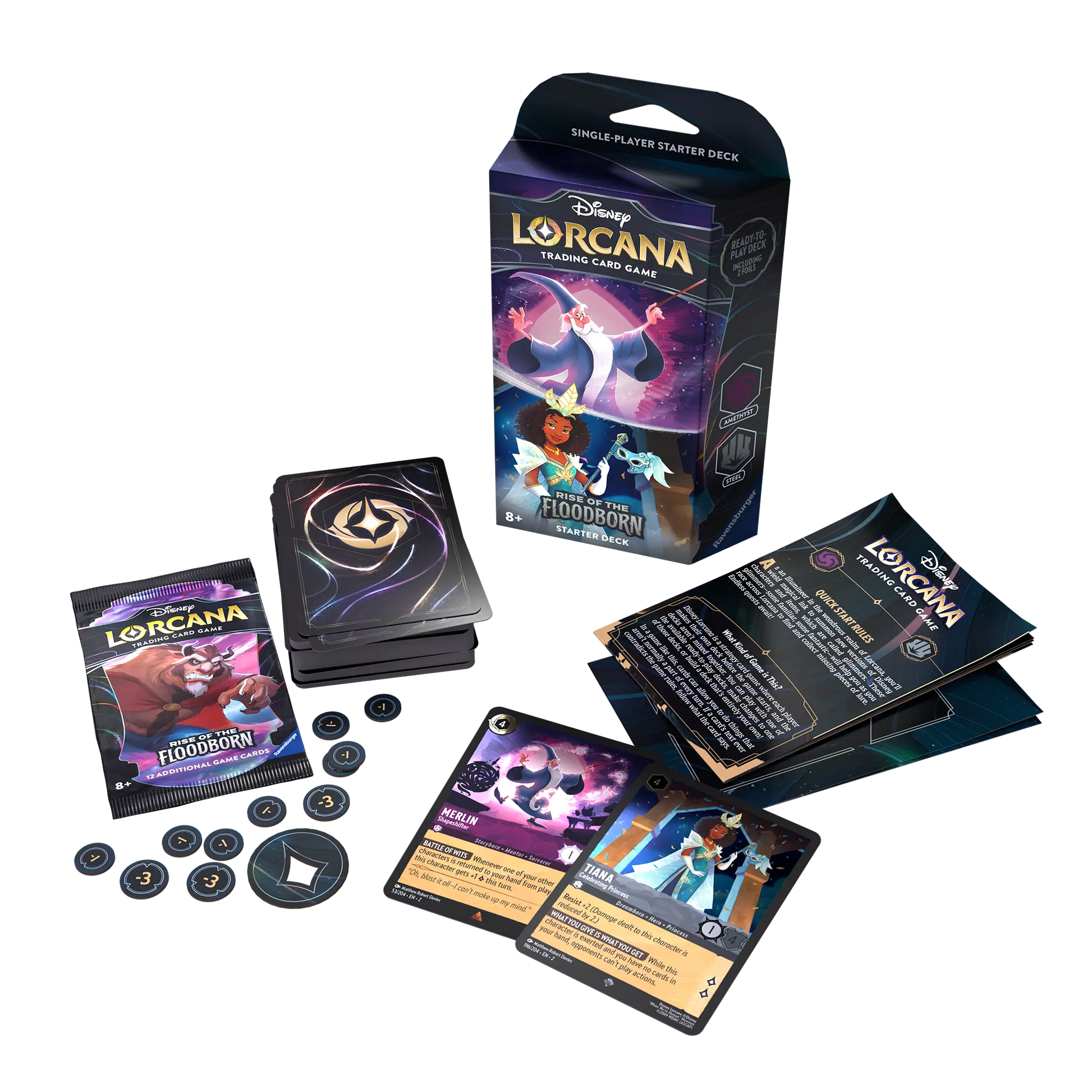 Disney Lorcana TCG: Rise of the Floodborn - Starter deck - Merlin and Tiana (Amethyst & Steel)