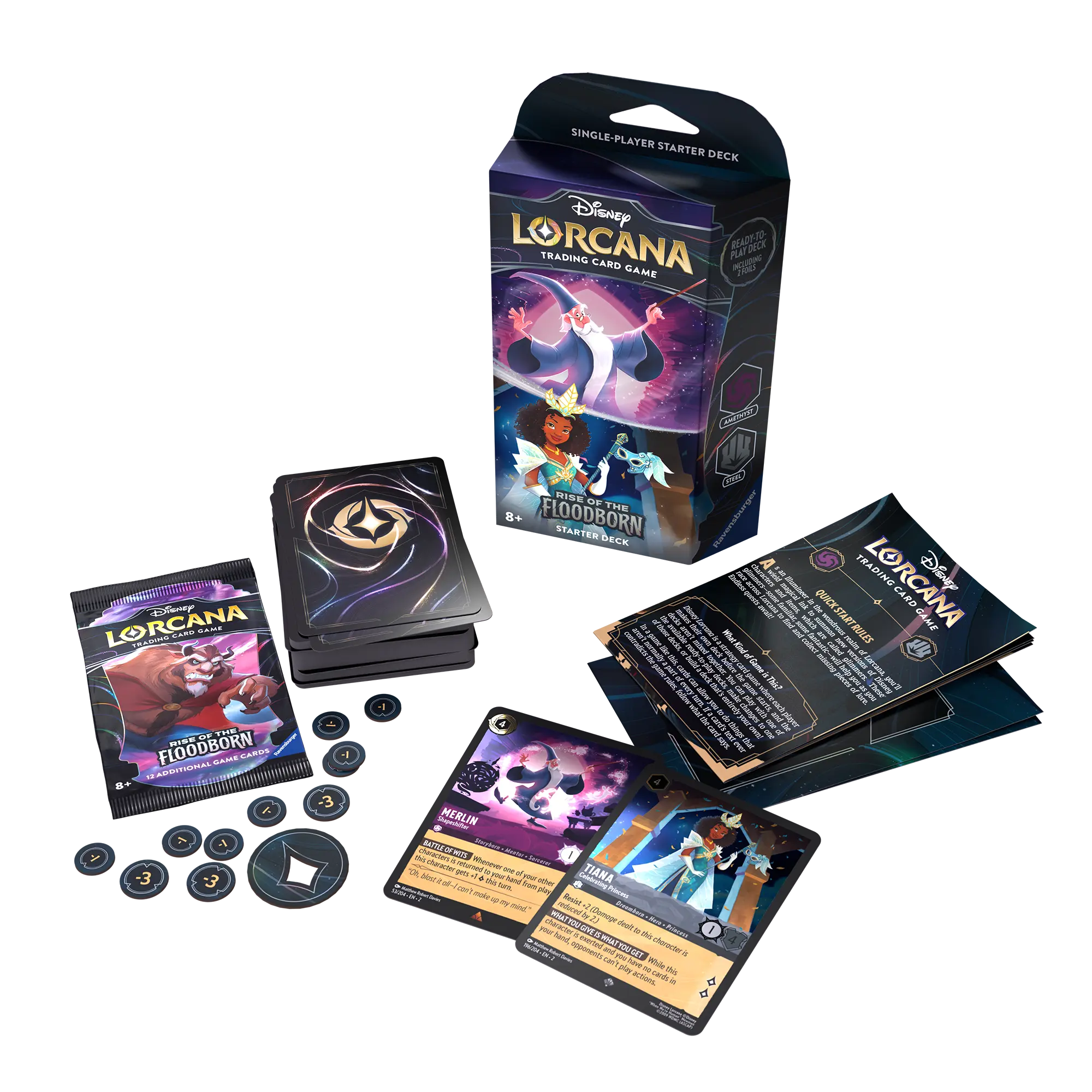 Disney Lorcana TCG: Rise of the Floodborn - Starter deck - Merlin and Tiana (Amethyst & Steel)
