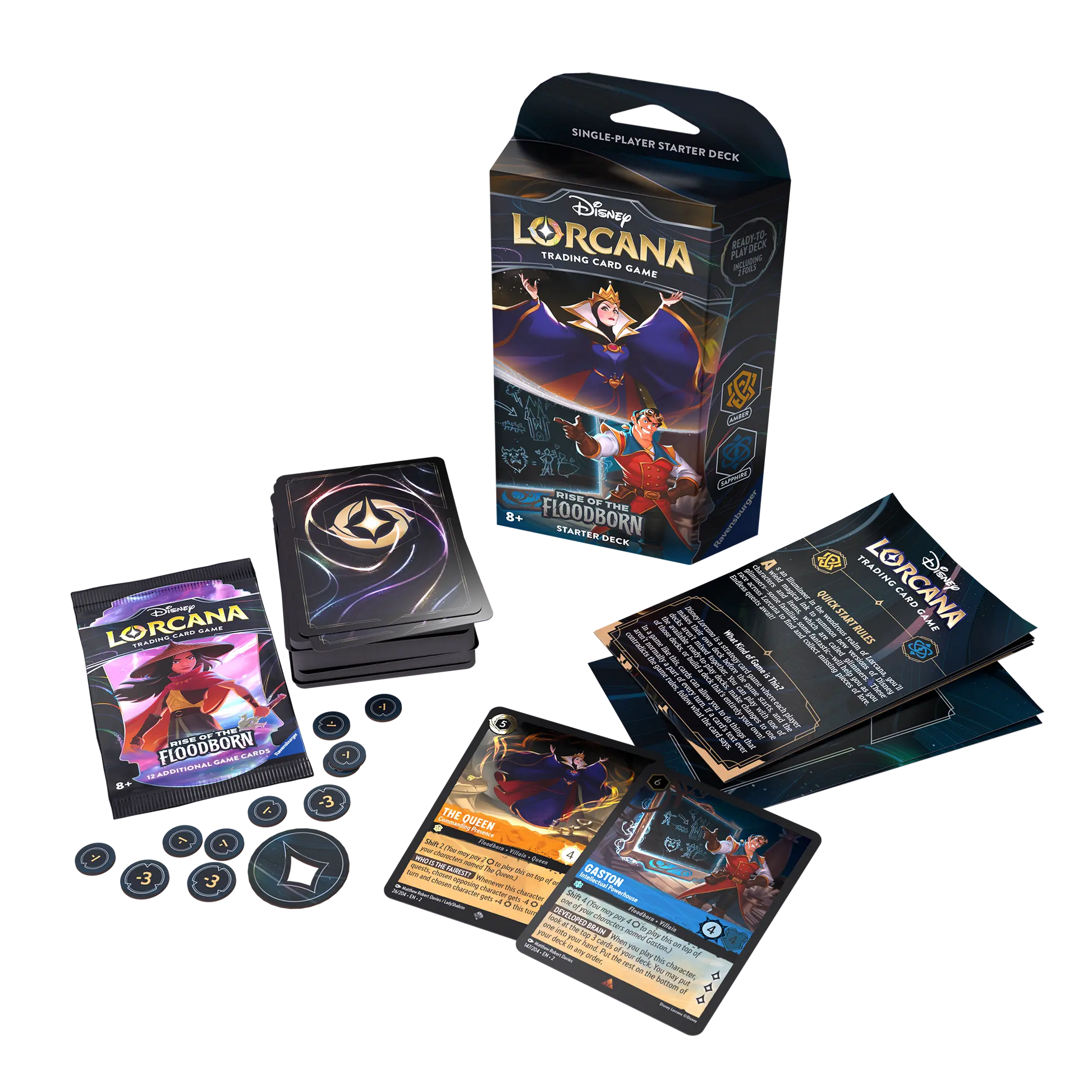 Disney Lorcana TCG: Rise of the Floodborn - Starter deck - Wicked Queen and Gaston (Amber & Sapphire)