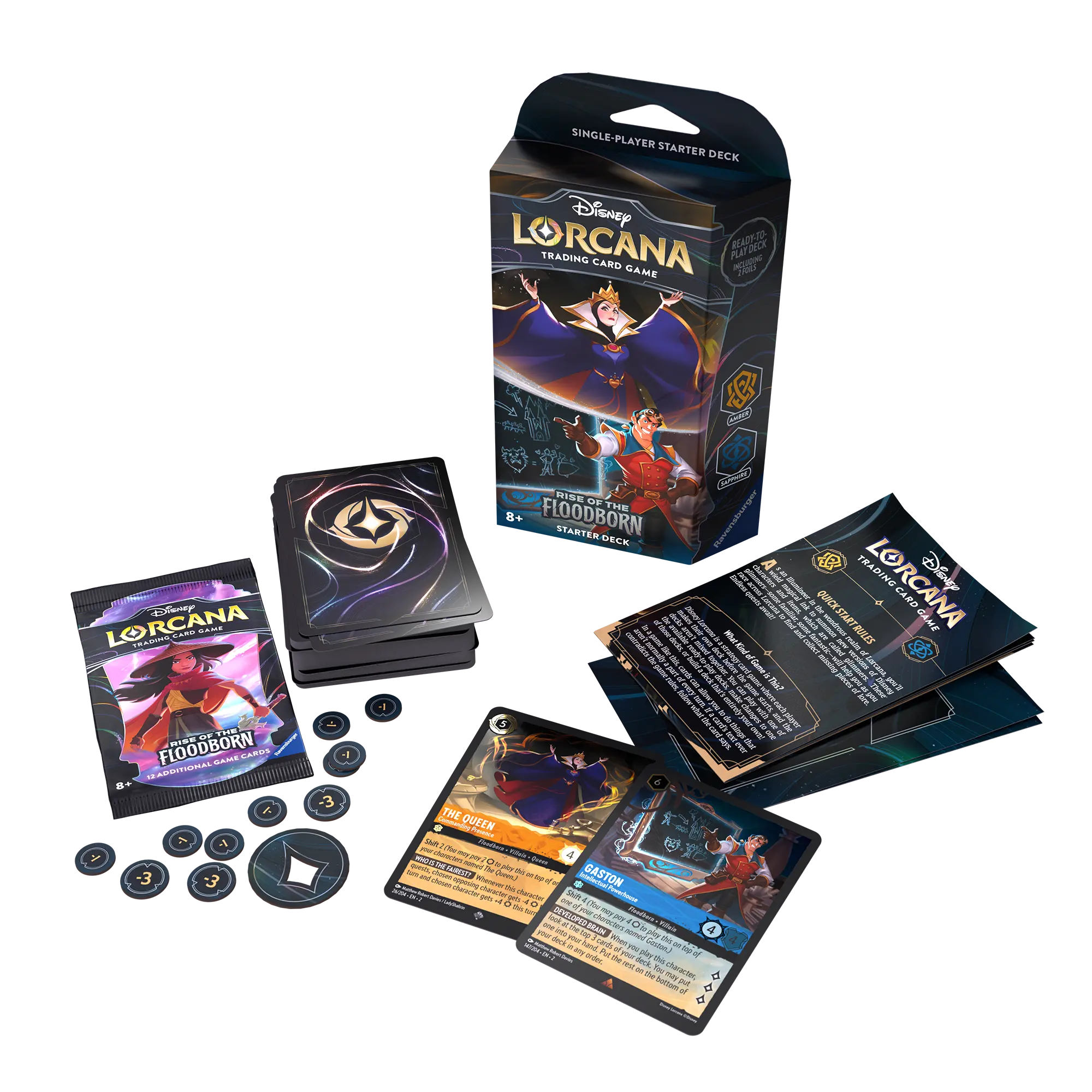 Disney Lorcana TCG: Rise of the Floodborn - Starter deck - Wicked Queen and Gaston (Amber & Sapphire)