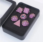 A Role Playing Dice Set Metallic - Dragon Scale Rose Glitter