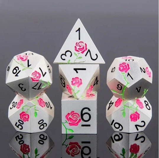 A Role Playing Dice Set Metallic - Pink Rose
