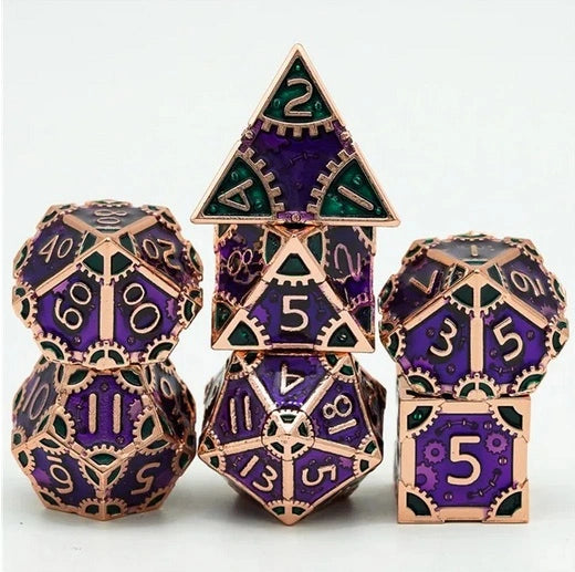 A Role Playing Dice Set Metallic - Steam Punk Lila/Grön