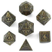 Bard Solid Metal RPG Dice Set Matt Black w/Gold (7)