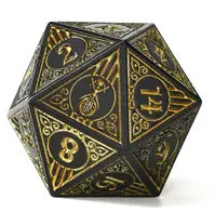 Bard Solid Metal RPG Dice Set Matt Black w/Gold (7)