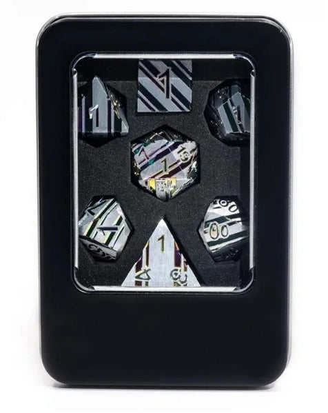 A Role Playing Dice Set Metallic - Silver Rainbow
