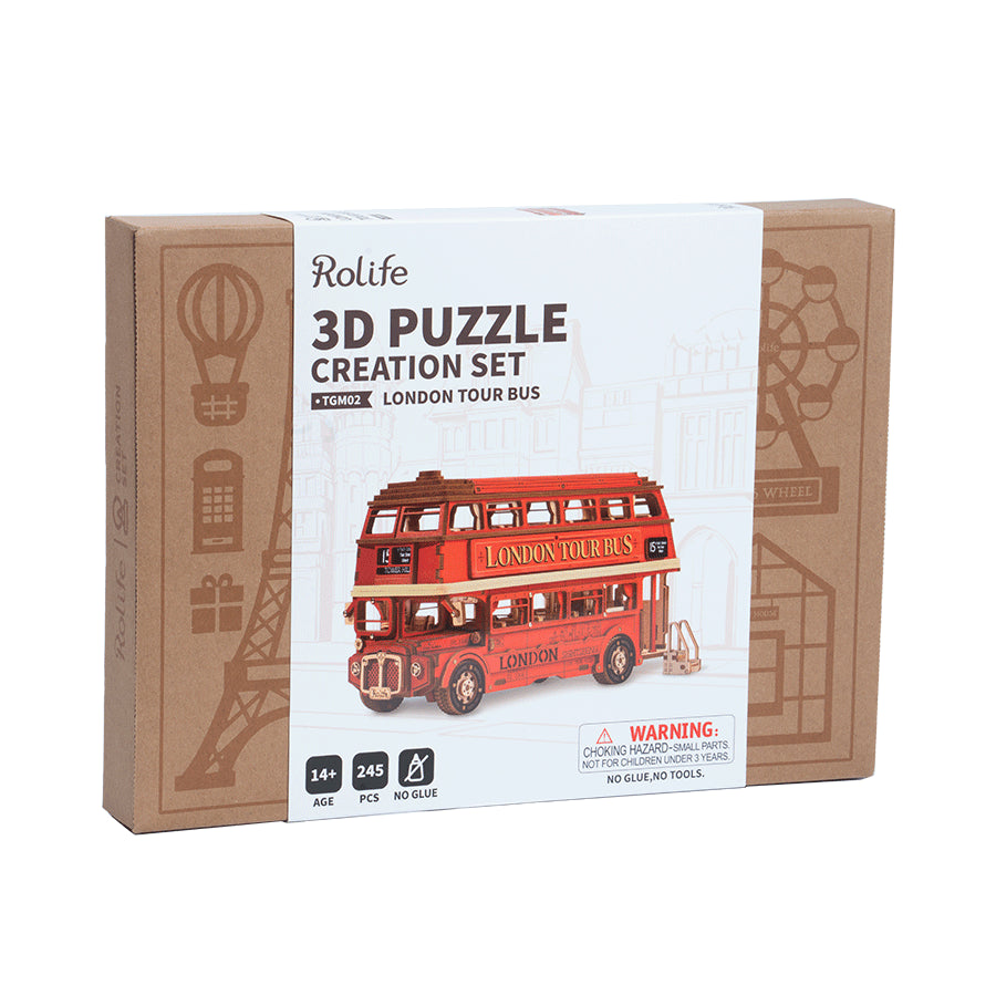 London Tour Bus - 3D Wooden Puzzle DIY - Rolife