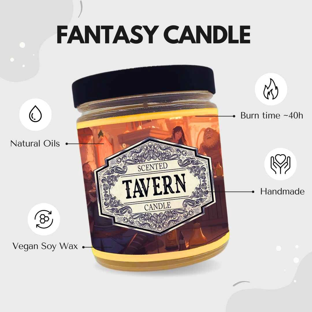 Scented Candle Tavern with Surprise D20 Dice