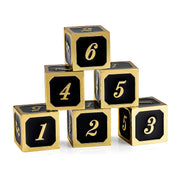 Tärningar Guld/Svart D6 Metal (6st) 14mm