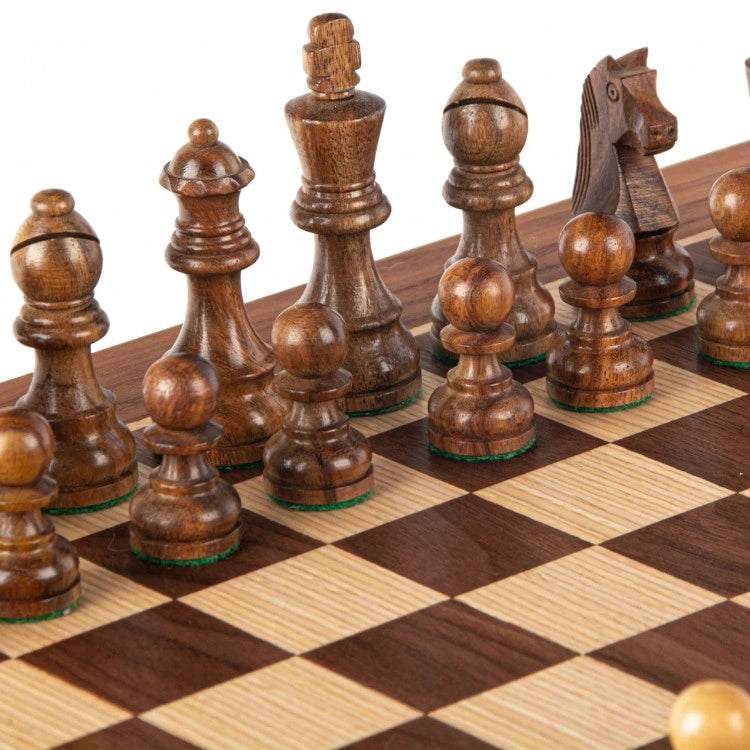 Walnut Schack set 50x50cm (Large) with Staunton Chessmen Manopoulos
