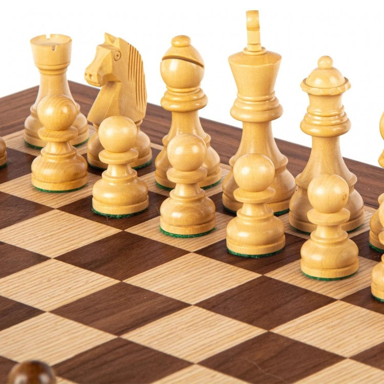 Walnut Schack set 50x50cm (Large) with Staunton Chessmen Manopoulos