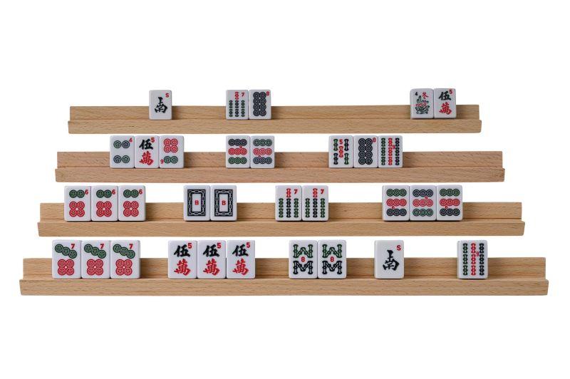 Wooden Mah Jongg tile rack, 35 cm (6697)