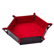 Velvet PU Leather Folding Hexagon Dice Tray - Röd