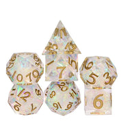 A Role Playing Dice Set - Mini White/Gold Sharp 11.5-15 mm Dice