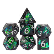 A Role Playing Dice Set - Mini Black/Green Sharp 11.5-15 mm Dice