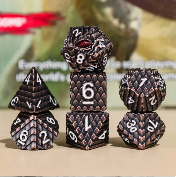 A Role Playing Dice Set Metallic - Dragon Scale Dark Brown