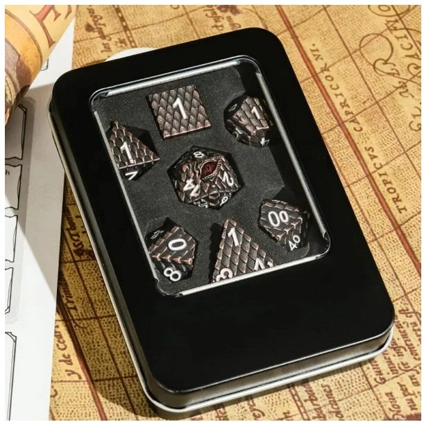 A Role Playing Dice Set Metallic - Dragon Scale Dark Brown